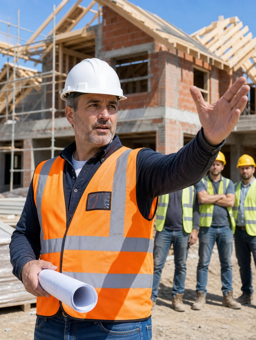 Senior building certifiers reviewing architectural construction drawings in New South Wales